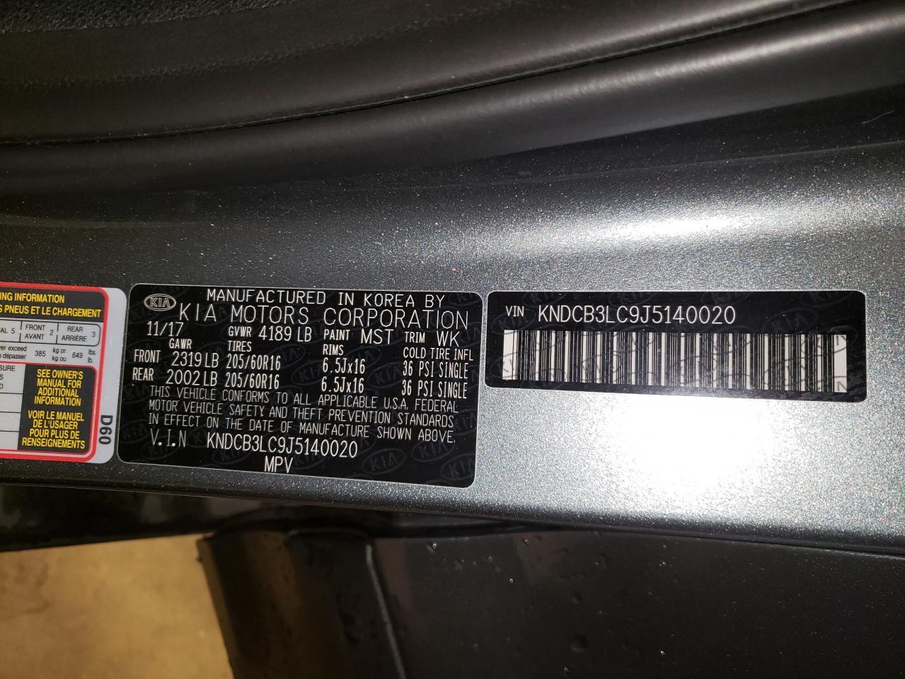 Photo 10 from auction – 2018 KIA NIRO FE with VIN KNDCB3LC9J5140020