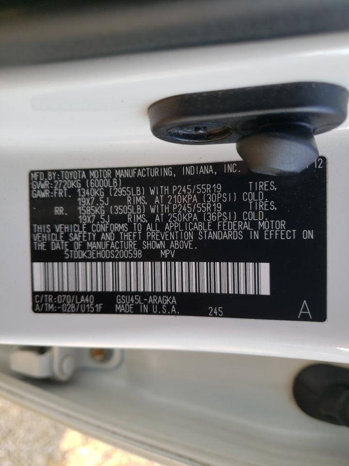 Photo 10 from auction – 2013 TOYOTA HIGHLANDER with VIN 5TDDK3EH0DS200598