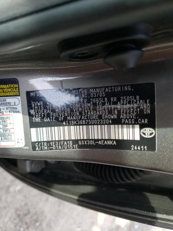 Photo 10 from auction – 2005 TOYOTA AVALON with VIN 4T1BK36B75U023204