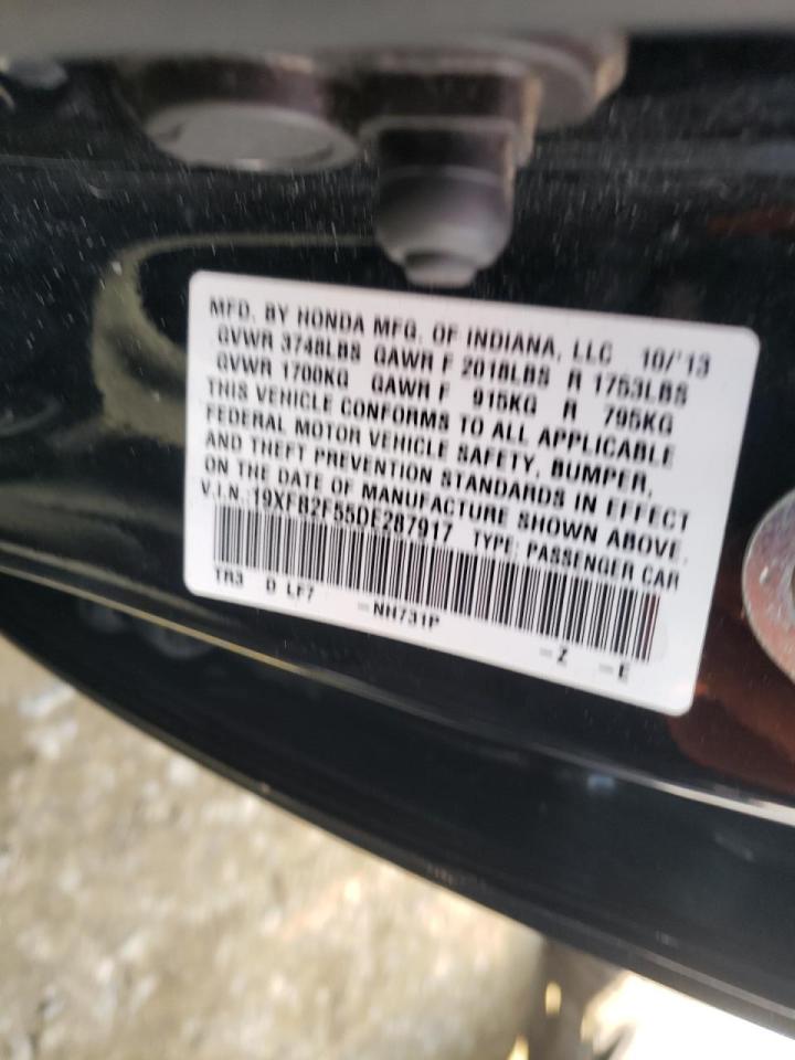 Photo 10 from auction – 2013 HONDA CIVIC LX with VIN 19XFB2F55DE287917