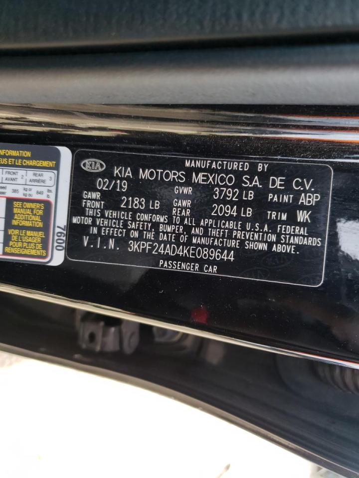 Photo 10 from auction – 2019 KIA FORTE FE with VIN 3KPF24AD4KE089644