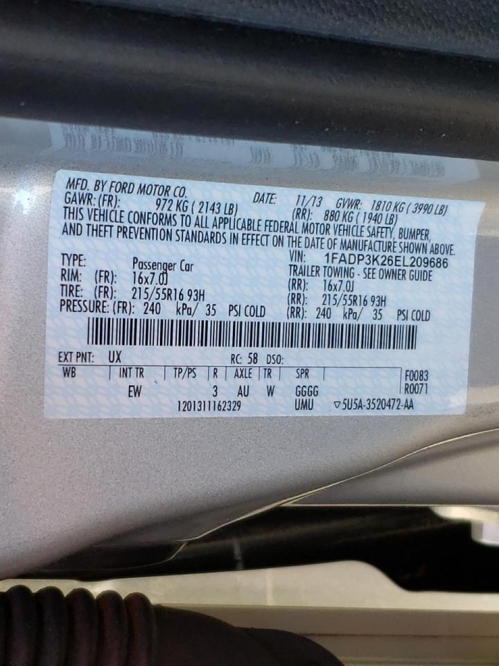 Photo 10 from auction – 2014 FORD FOCUS SE with VIN 1FADP3K26EL209686