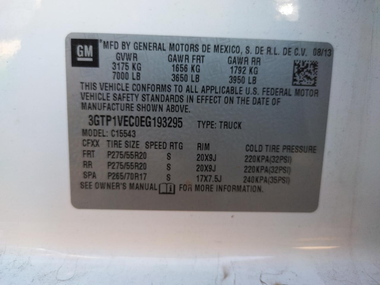 Photo 10 from auction – 2014 GMC SIERRA C15 with VIN 3GTP1VEC0EG193295