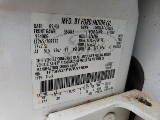 Photo 10 from auction – 2007 FORD F250 SUPER with VIN 1FTSW21P97EA11638