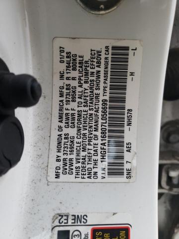 Photo 10 from auction – 2007 HONDA CIVIC EX with VIN 1HGFA16807L056699