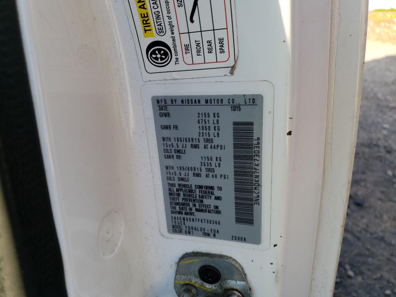 Photo 10 from auction – 2015 NISSAN NV200 2.5S with VIN 3N6CM0KN7FK730366