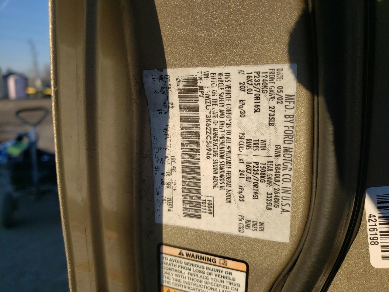 Photo 10 from auction – 2002 FORD EXPLORER X with VIN 1FMZU73K62ZC56946