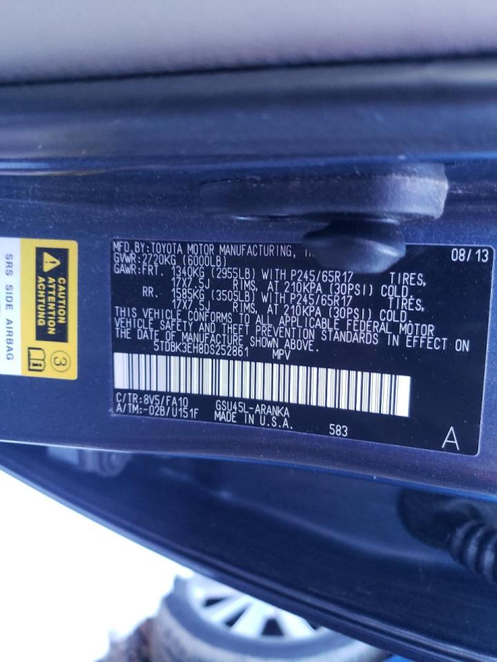 Photo 10 from auction – 2013 TOYOTA HIGHLANDER with VIN 5TDBK3EH8DS252861