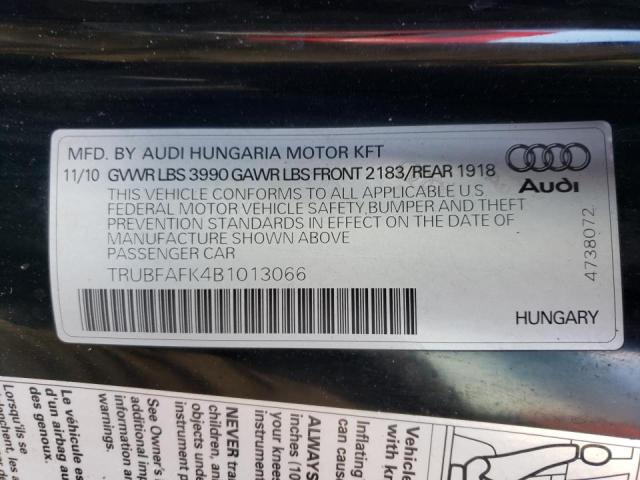 Photo 10 from auction – 2011 AUDI TT PREMIUM with VIN TRUBFAFK4B1013066