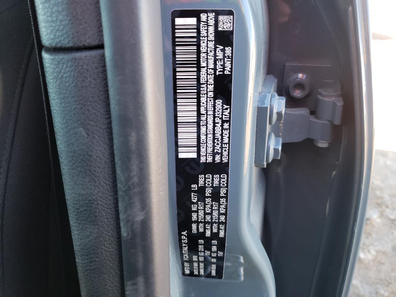 Photo 10 from auction – 2018 JEEP RENEGADE L with VIN ZACCJABB4JPJ32900