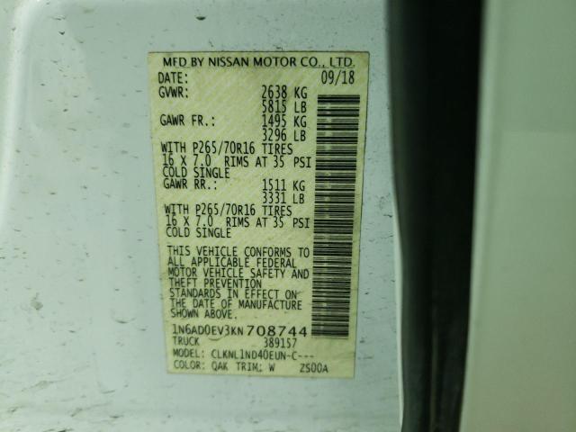 Photo 10 from auction – 2019 NISSAN FRONTIER S with VIN 1N6AD0EV3KN708744