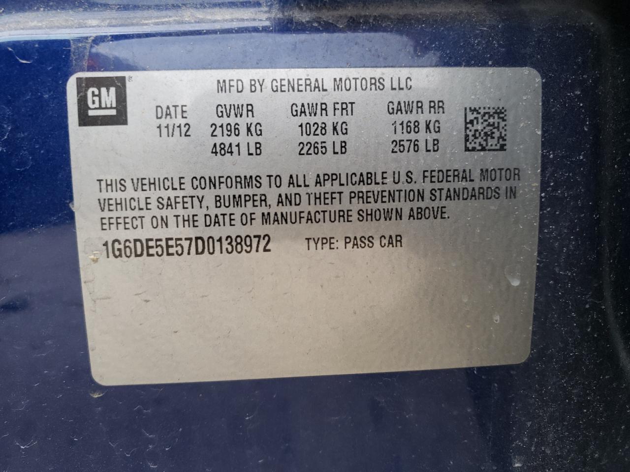 Photo 10 from auction – 2013 CADILLAC CTS LUXURY with VIN 1G6DE5E57D0138972