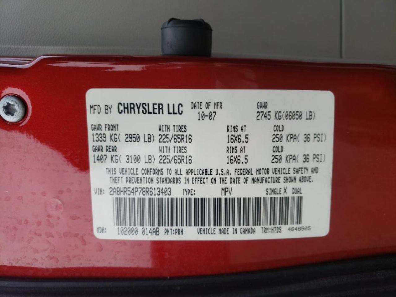 Photo 10 from auction – 2008 CHRYSLER TOWN & COU with VIN 2A8HR54P78R613403