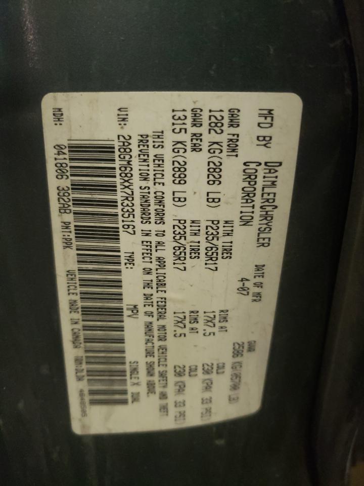 Photo 10 from auction – 2007 CHRYSLER PACIFICA T with VIN 2A8GM68XX7R335167