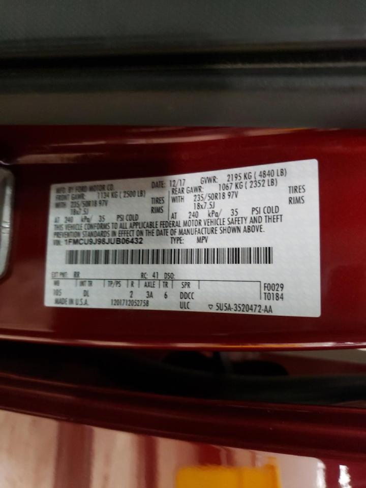 Photo 10 from auction – 2018 FORD ESCAPE TIT with VIN 1FMCU9J98JUB06432
