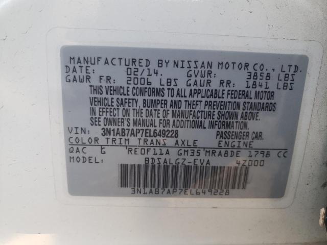 Photo 10 from auction – 2014 NISSAN SENTRA S with VIN 3N1AB7AP7EL649228