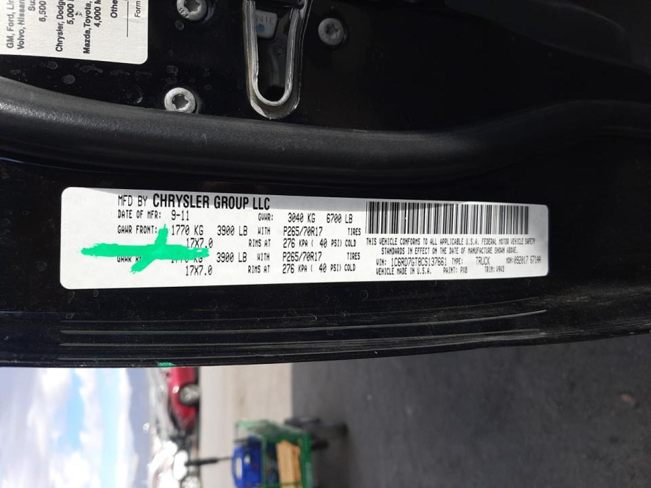 Photo 10 from auction – 2012 DODGE RAM 1500 S with VIN 1C6RD7GT8CS137661