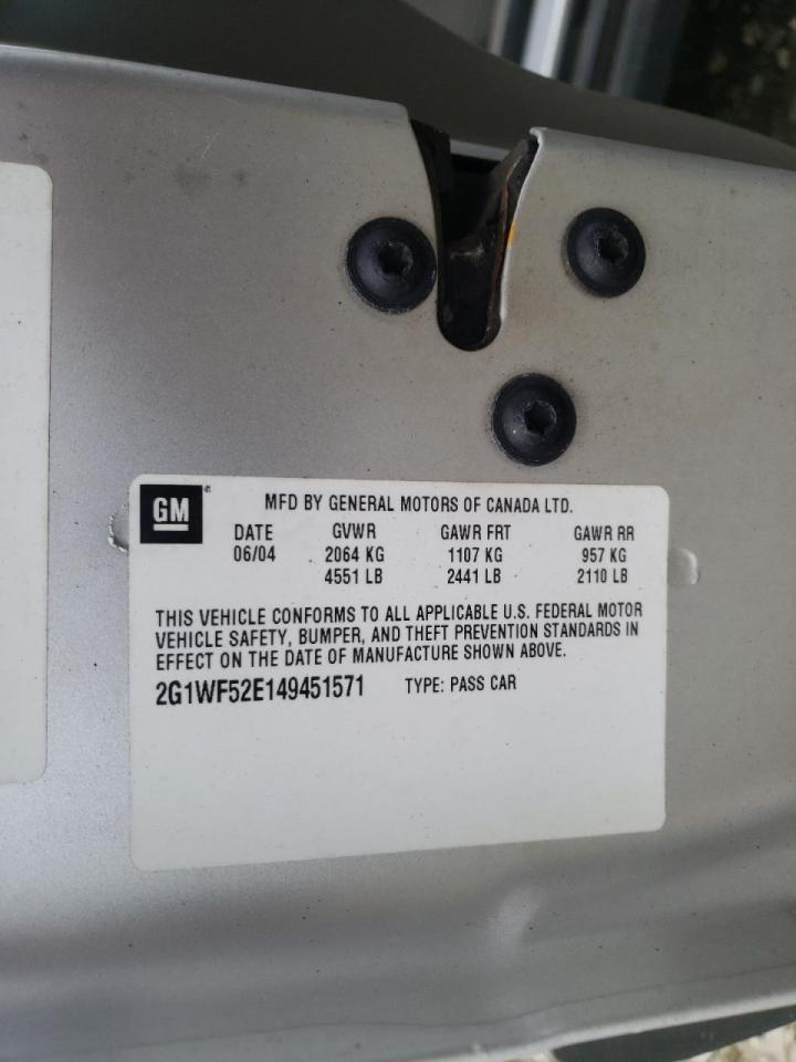 Photo 10 from auction – 2004 CHEVROLET IMPALA with VIN 2G1WF52E149451571