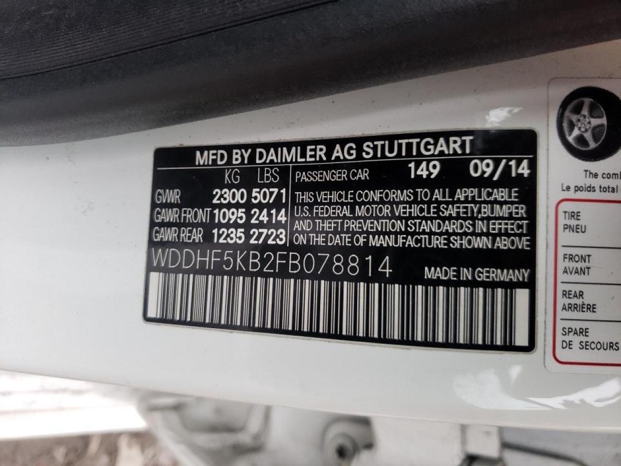 Photo 10 from auction – 2015 MERCEDES-BENZ E 350 with VIN WDDHF5KB2FB078814