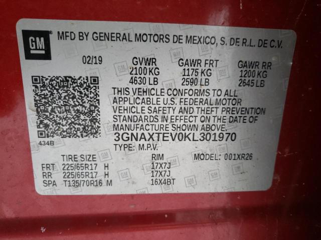 Photo 10 from auction – 2019 CHEVROLET EQUINOX LT with VIN 3GNAXTEV0KL301970