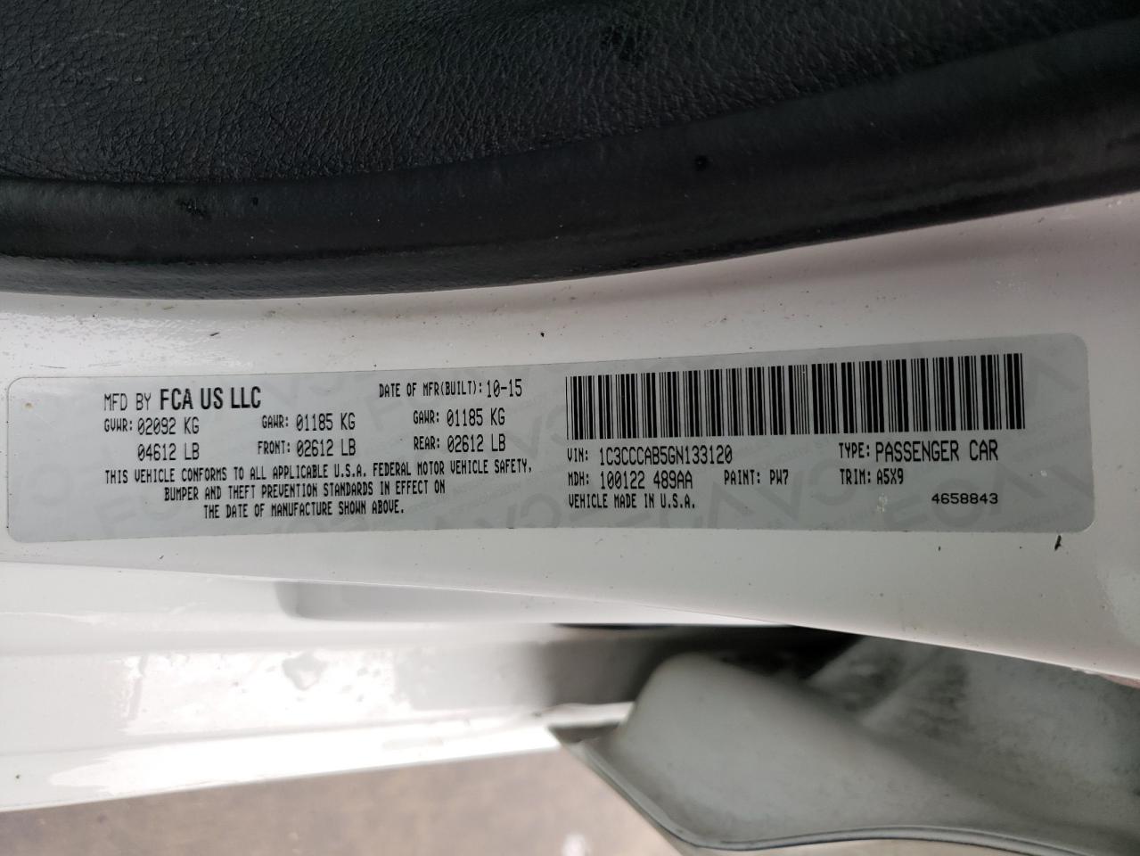 Photo 10 from auction – 2016 CHRYSLER 200 LIMITE with VIN 1C3CCCAB5GN133120
