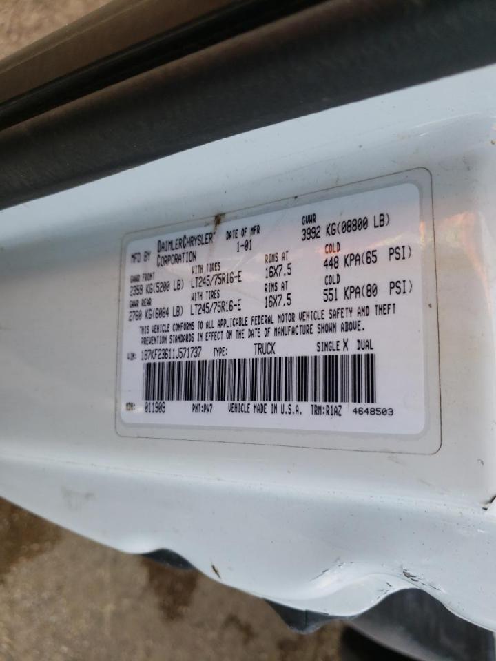 Photo 10 from auction – 2001 DODGE RAM 2500 with VIN 1B7KF23611J571737