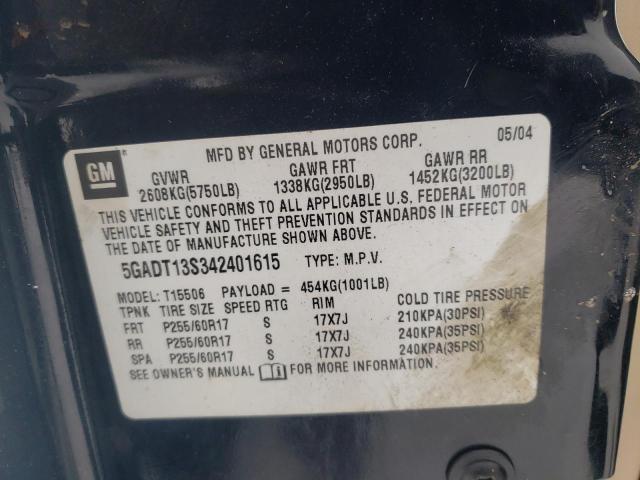Photo 10 from auction – 2004 BUICK RAINIER CX with VIN 5GADT13S342401615