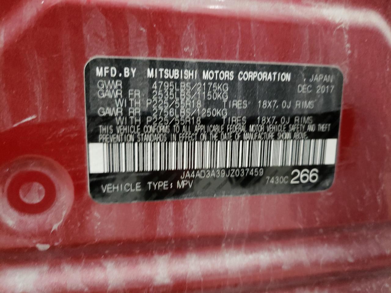Photo 10 from auction – 2018 MITSUBISHI OUTLANDER with VIN JA4AD3A39JZ037459