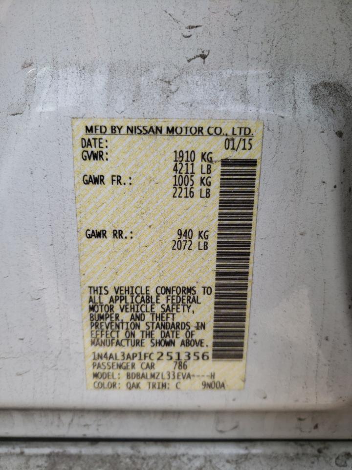 Photo 10 from auction – 2015 NISSAN ALTIMA 2.5 with VIN 1N4AL3AP1FC251356