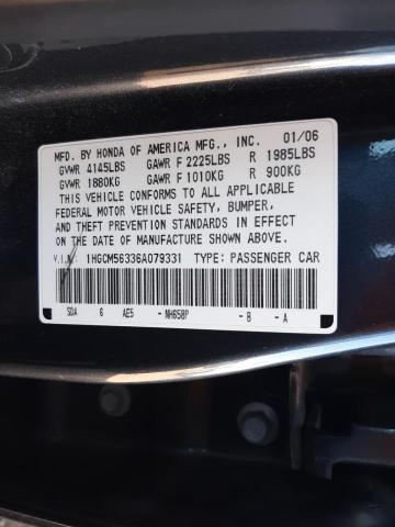 Photo 10 from auction – 2006 HONDA ACCORD SE with VIN 1HGCM56336A079331