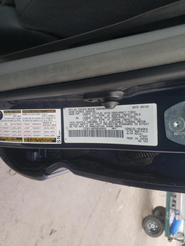 Photo 10 from auction – 2005 TOYOTA 4RUNNER SR with VIN JTEBT14R058026942