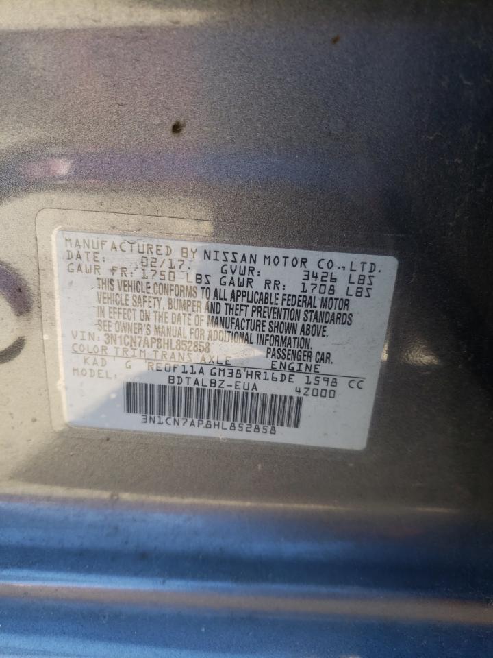 Photo 10 from auction – 2017 NISSAN VERSA S with VIN 3N1CN7AP8HL852858