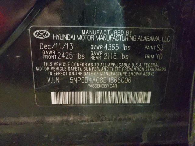 Photo 10 from auction – 2014 HYUNDAI SONATA GLS with VIN 5NPEB4AC8EH866006