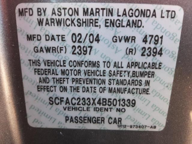 Photo 10 from auction – 2004 ASTON MARTIN VANQUISH with VIN SCFAC233X4B501339
