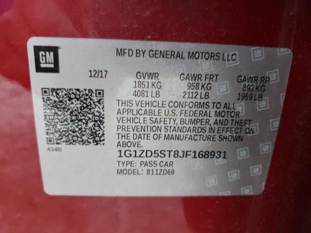 Photo 10 from auction – 2018 CHEVROLET MALIBU LT with VIN 1G1ZD5ST8JF168931