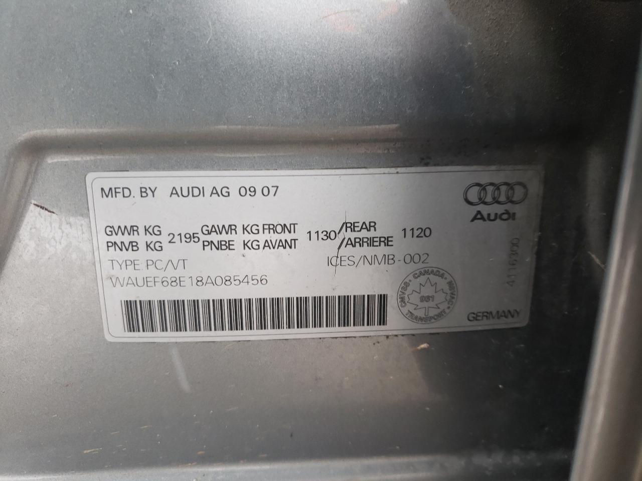 Photo 10 from auction – 2008 AUDI A4 S-LINE with VIN WAUEF68E18A085456