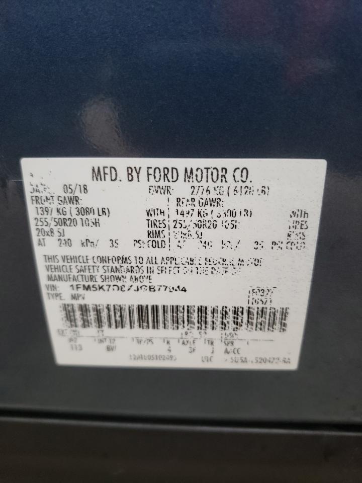 Photo 10 from auction – 2018 FORD EXPLORER X with VIN 1FM5K7D8XJGB77944
