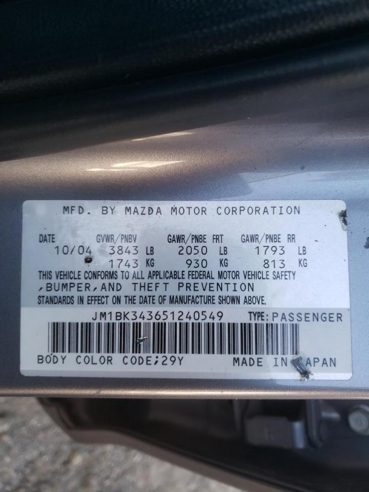 Photo 10 from auction – 2005 MAZDA 3 HATCHBAC with VIN JM1BK343651240549