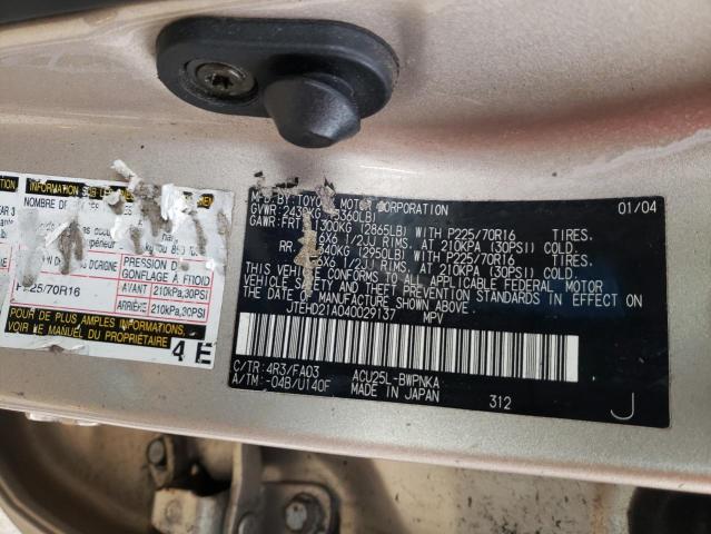 Photo 10 from auction – 2004 TOYOTA HIGHLANDER with VIN JTEHD21A040029137