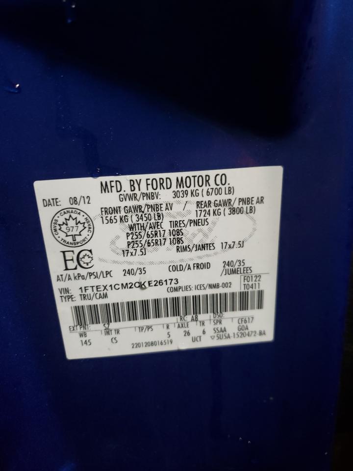 Photo 10 from auction – 2012 FORD F150 SUPER with VIN 1FTEX1CM2CKE26173