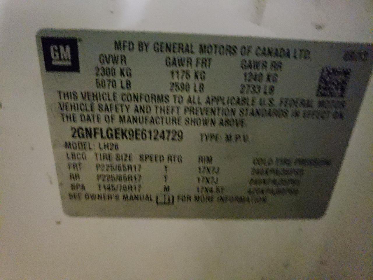 Photo 10 from auction – 2014 CHEVROLET EQUINOX LT with VIN 2GNFLGEK9E6124729