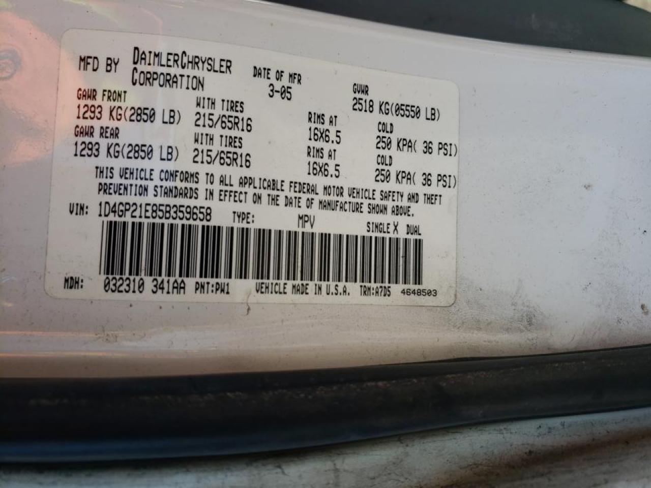 Photo 10 from auction – 2005 DODGE CARAVAN C/ with VIN 1D4GP21E85B359658