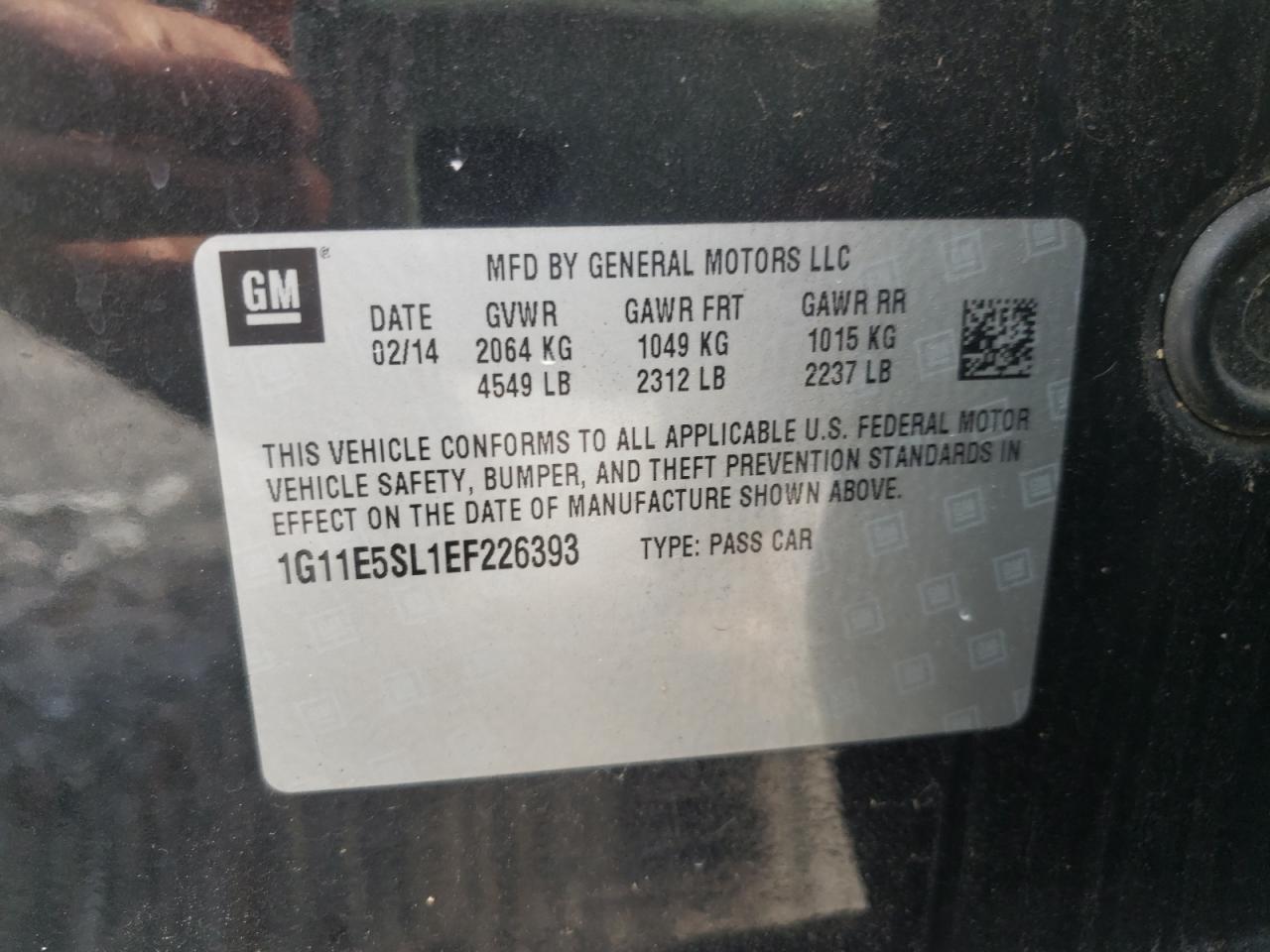 Photo 10 from auction – 2014 CHEVROLET MALIBU with VIN 1G11E5SL1EF226393