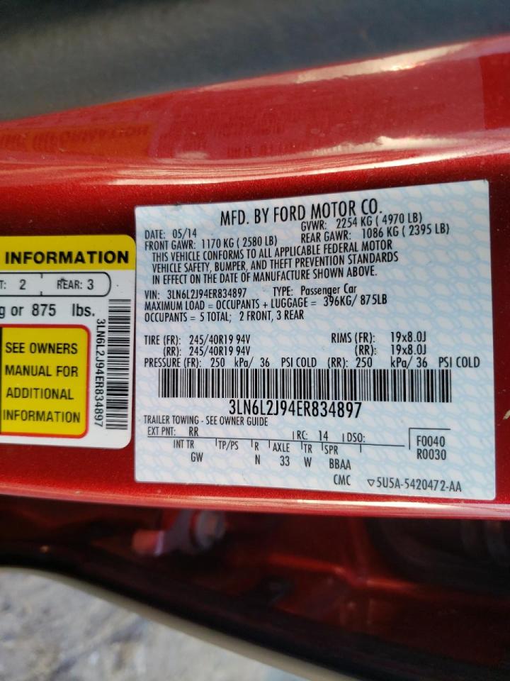 Photo 10 from auction – 2014 LINCOLN MKZ with VIN 3LN6L2J94ER834897