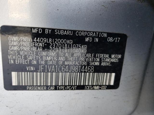 Photo 10 from auction – 2018 SUBARU WRX PREMIU with VIN JF1VA1C64J9814468