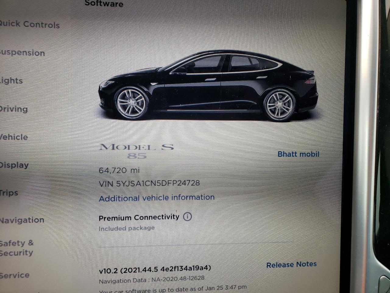 Photo 8 from auction – 2013 TESLA MODEL S with VIN 5YJSA1CN5DFP24728