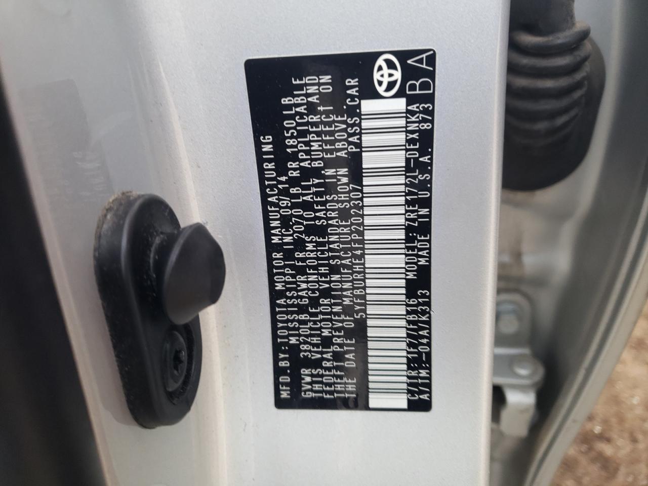 Photo 10 from auction – 2015 TOYOTA COROLLA L with VIN 5YFBURHE4FP202307