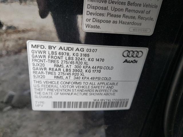 Photo 10 from auction – 2007 AUDI Q7 4.2 QUA with VIN WA1BV74L17D090635