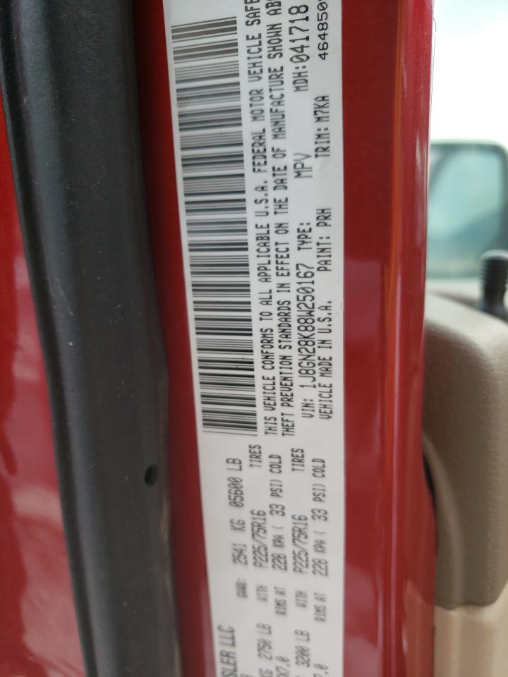 Photo 10 from auction – 2008 JEEP LIBERTY SP with VIN 1J8GN28K88W250167