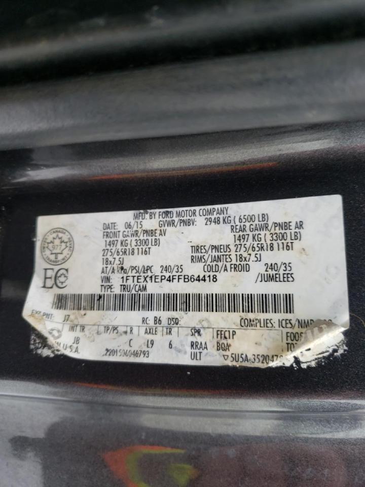 Photo 10 from auction – 2015 FORD F150 SUPER with VIN 1FTEX1EP4FFB64418
